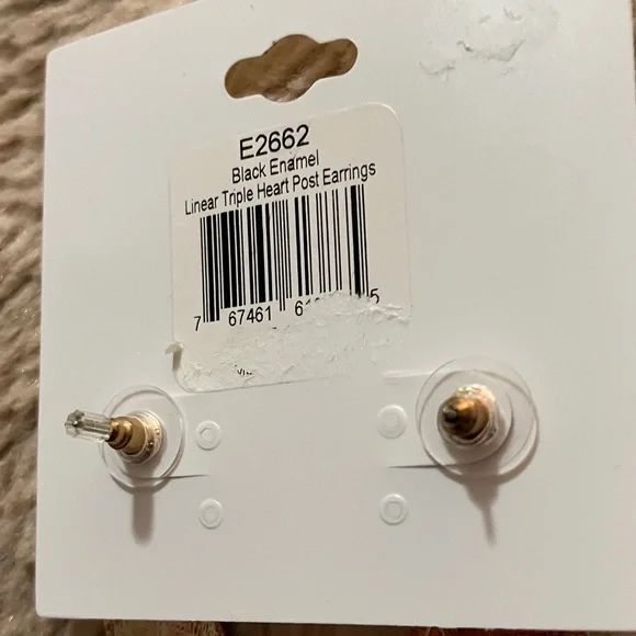 Ashley Cooper Black and Gold Triple Heart Earrings - Picture 5 of 5